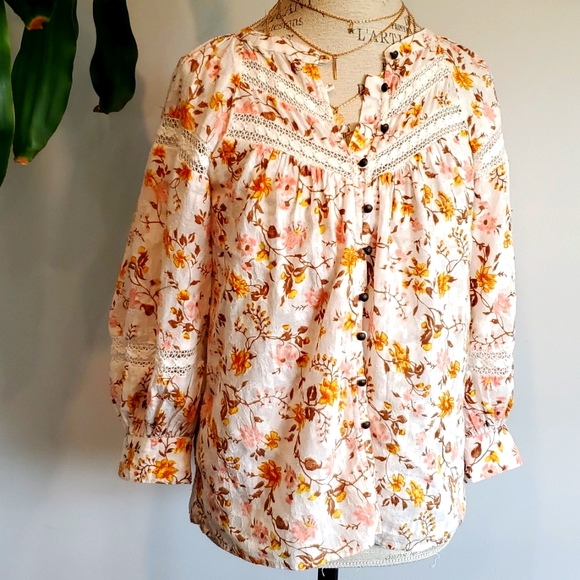 Anthropologie harmony lace peasant blouse - Picture 3 of 7